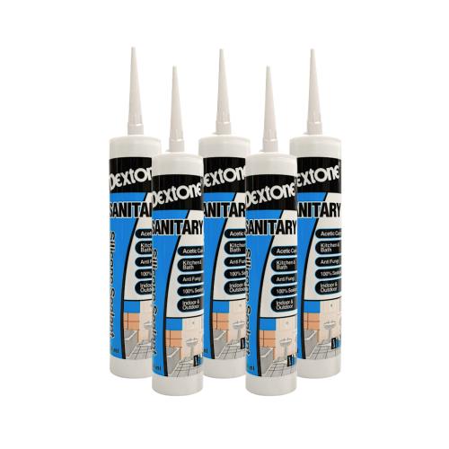 300 ML / DEXTONE SANITARY Lem Silicone Sealant Kaca Akrilik Acid Asam Botol - (ETC No : ... )