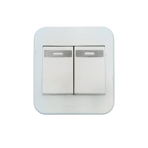 BRIGHT-G PREMIUM Saklar Ganda Double Seri 2 Gang Tempel OB Outbow Putih