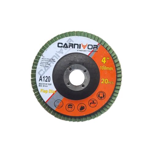 4 IN x GRIT 120 / CARNIVOR Flap Disc Mata Gernda Amplas Susun Kipas