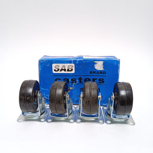 2 IN / SAB SG 50 Roda Hidup Trolly Gepeng Plat 48 MM Nylon Hitam 4 Pcs Dus