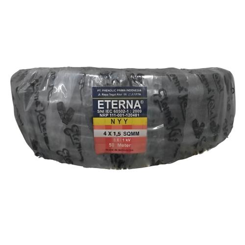 4 INTI x 1.5 MM x 50 M / ETERNA NYY Tunggal Kabel Tembaga SNI Hitam Roll