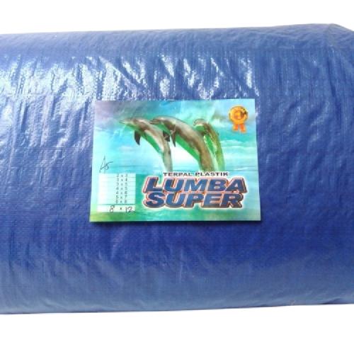 8 M x 12 M / TM A5 Terpal Tarpaulin Tutup Plastik PVC Biru Silver