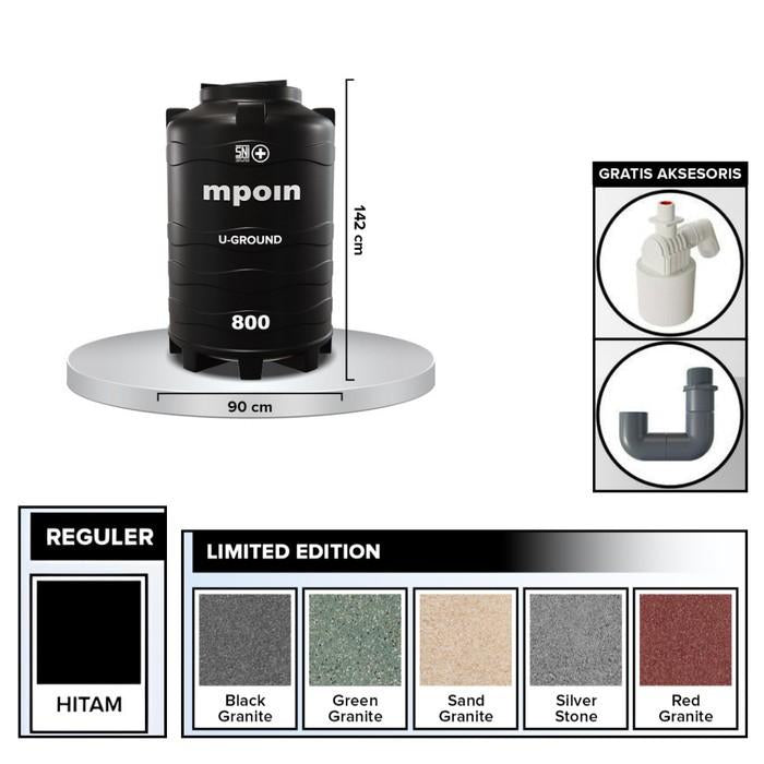 670 L / MPOIN + UGROUND UG800 Water Torrent Tangki Tandon Air PVC Sand + Acc Set