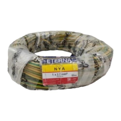 1 INTI x 2.5 MM x 50 M / ETERNA NYA Tunggal Kabel Tembaga SNI Kuning Roll