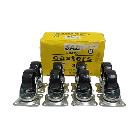 1 1/2 IN / SAB SG40 Roda Rem Hidup Trolly Gepeng Plat 40 MM Nylon Hitam 8 Pcs Du