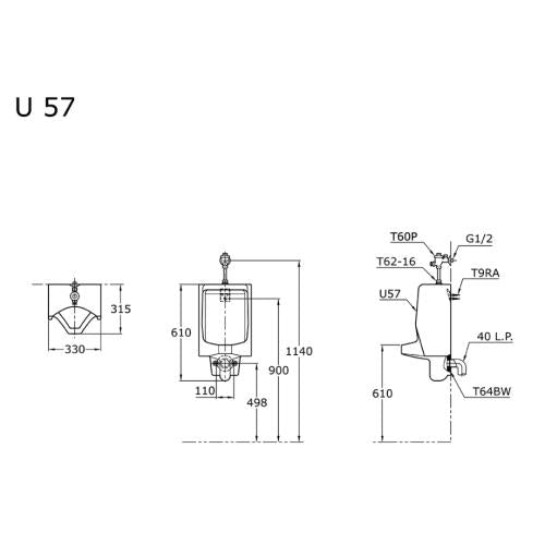 TOTO U 57 Urinoir Kloset Berdiri Putih Set
