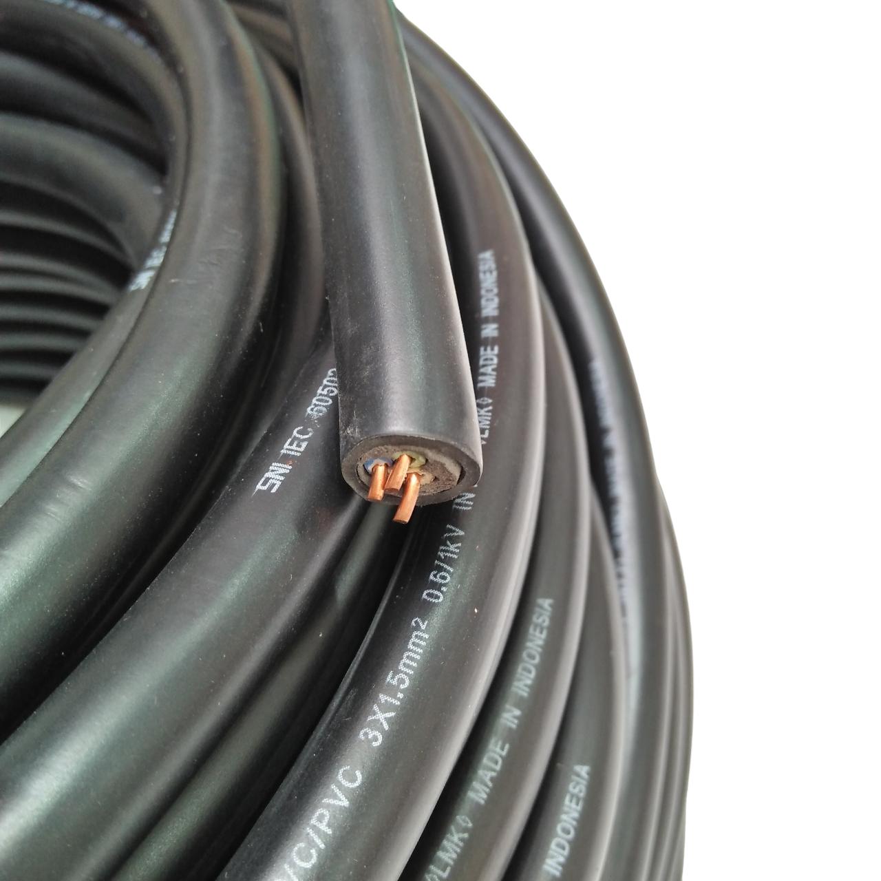 3 INTI x 1.5 MM / TM NYY Tunggal Kabel Tembaga SNI Hitam Meter