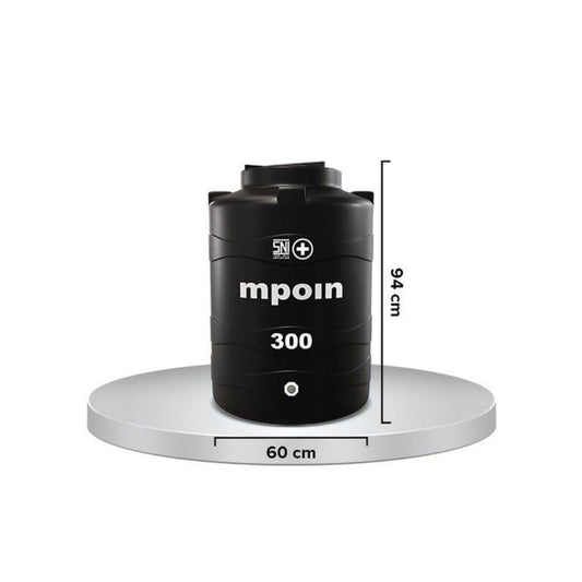 240 L / MPOIN + WAVE W300 Water Torrent Tangki Tandon Air PVC Silver Ston Set