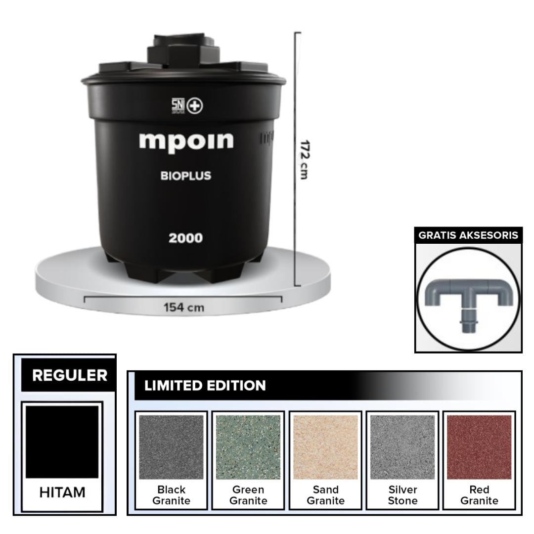 2000 L / M POIN + BIO PLUS B 2000 Septic Tank Sepiteng Tangki PVC Hitam Set