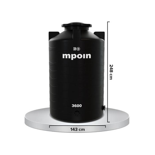 3100 L / M POIN + WAVE W 3600 Water Torrent Tangki Tandon Air PVC Black Granite + Acc Set