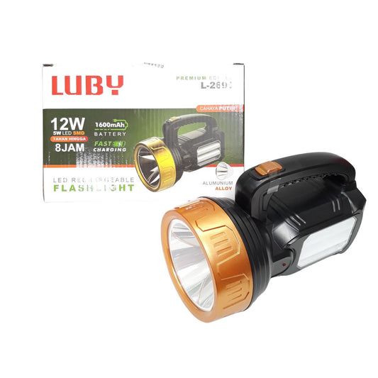 12 WATT + 5 WATT SMD / LUBY 2690 Senter LED Charge Kabel + Lampu Meja