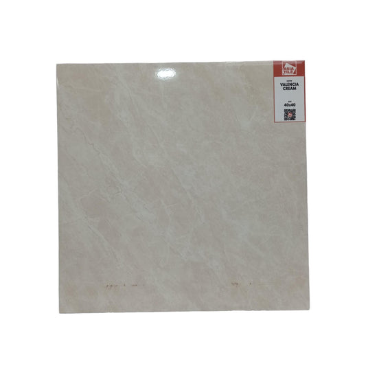 40 CM x 40 CM / ASIA TILE VALENCIA Keramik Lantai Rumah Glossy Cream Dus