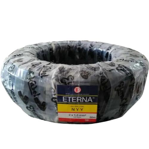 2 INTI x 1.5 MM x 50 M / ETERNA NYY Tunggal Kabel Tembaga SNI Hitam Roll