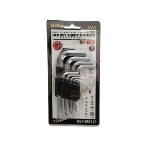 1.5 MM - 10 MM / MOLLAR Kunci L Hexagon Ballpoint Pendek Wrench Screw 9 Pcs Set