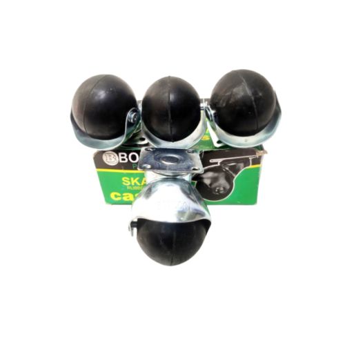 2 IN / BONUCCI Roda Hidup Trolly Bulat Plat 48 MM Karet Hitam 4 Pcs Dus