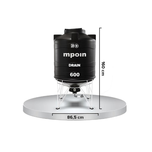 510L /MPOIN + DRAIN D600 Water Torrent Tangki Tandon Air PVC Hitam + Acc Set