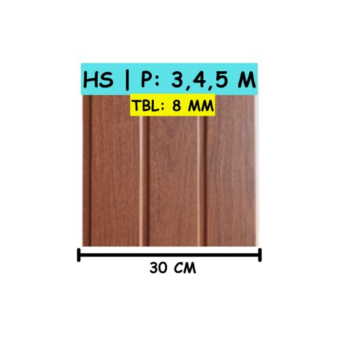 9 MM x 30 CM x 5 M / SHUNDA PLAFON PL.3077-1 Plafon Gypsum GRC U PVC Laminate Lembar