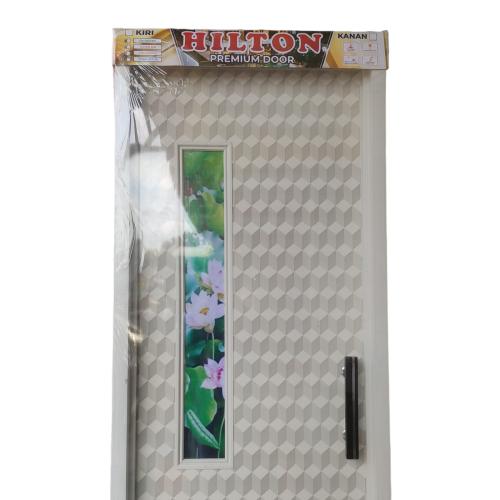 10 CM x 68 CM x 198 CM / HILTON Pintu Kamar Mandi PVC Kubus Putih + Cermin Set