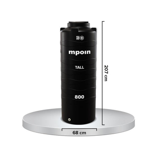 840 L / MPOIN + TALL T800 Water Torrent Tangki Tandon Air PVC Hitam + Acc Set