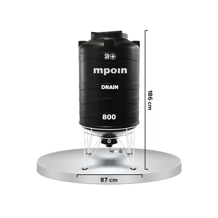 670 L / MPOIN + DRAIN D800 Water Torrent Tangki Tandon Air PVC Silver Stone + Acc Set