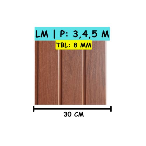 9 MM x 30 CM x 3 M / SHUNDA PLAFON PL.3077-1 Plafon Gypsum GRC U PVC Laminate Lembar