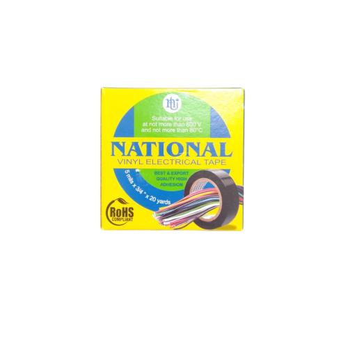 3/4 IN / NATIONAL Isolasi Kabel Listrik Tahan Panas Electrical Tape Hitam