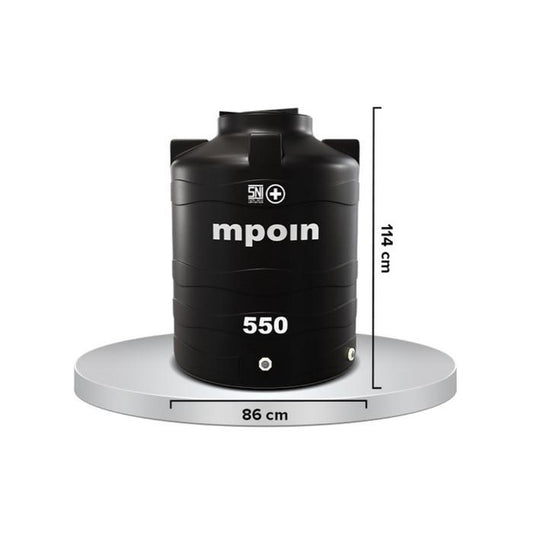 560 L / MPOIN + WAVE W550 Water Torrent Tangki Tandon Air PVC Hitam + Acc Set