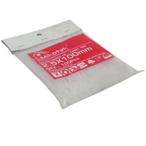 2.5 MM x 100 MM / MIKOTEK Kabel Cable Ties Tali Ripet 10 CM Putih Pack