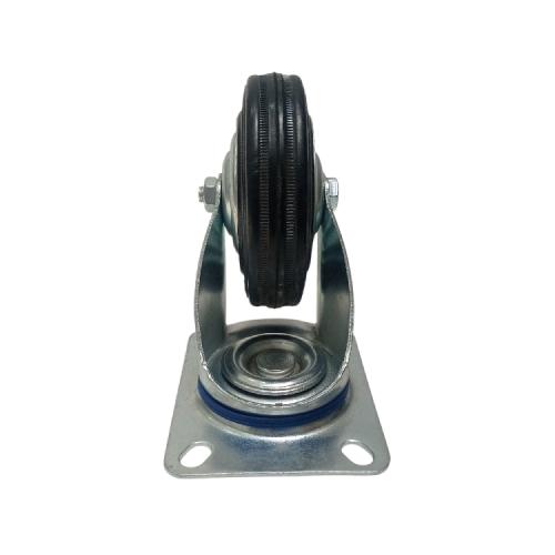 4 IN / TRIPLE-S TIPE Roda Hidup Trolly Gepeng Plat 101 MM Karet Hitam