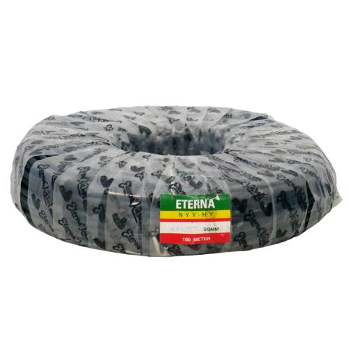 4 INTI x 0.75 MM x 50 M / ETERNA NYYHY Serabut Kabel Tembaga SNI Hitam Roll