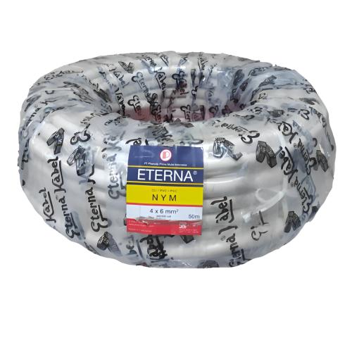 4 INTI x 6 MM x 50 M / ETERNA NYM Tunggal Kabel Tembaga SNI Putih Roll