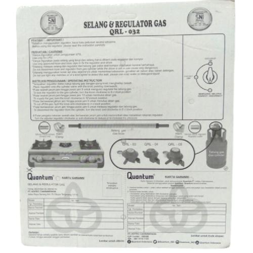 180 CM / QUANTUM QRL 032 Selang + Regulator Gas Tekanan Rendah + Meteran Set