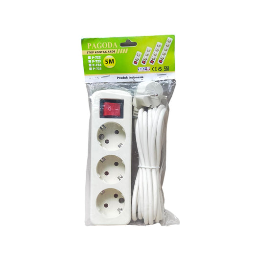 3 LUBANG × 500 CM/ PAGODA Stop Kontak Colokan Terminal Kabel 5 M