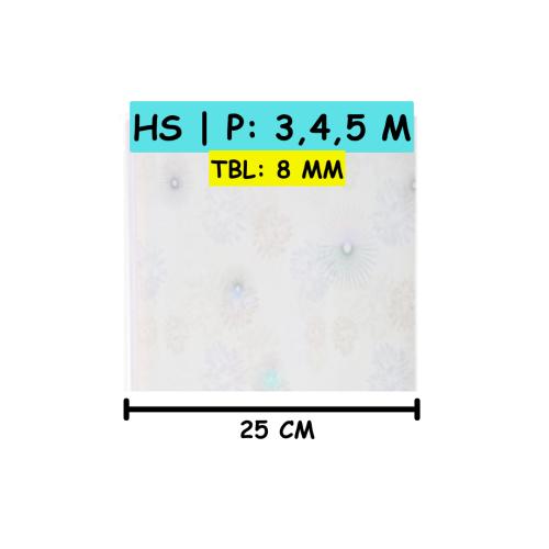 8 MM x 25 CM x 5 M / SHUNDA PLAFON PL.25.09 Plafon Gypsum GRC U PVC Hotstamping Lembar
