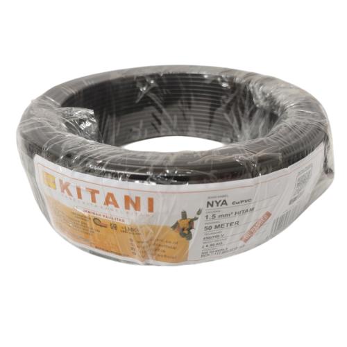 1 INTI x 1.5 MM x 50 M / KITANI NYA Tunggal Kabel Tembaga SNI Hitam Roll
