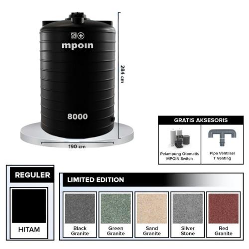 7380 L / M POIN + WAVE G 8000 Water Torrent Tangki Tandon Air PVC Sand Granite + Acc Set