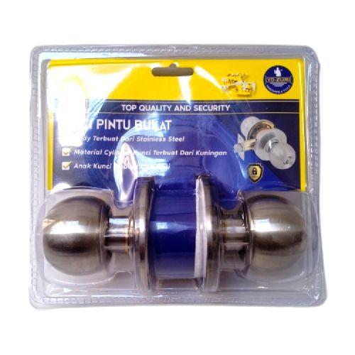 YOZURI Kunci Handle Pintu Bulat Kamar Mandi Stainless Chrome Set