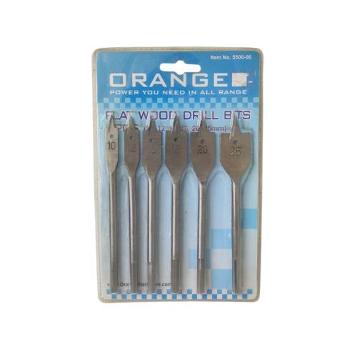 10 MM - 25 MM / ORANGE Mata Bor Kayu Kipas Flat Wood Drill Bits Set