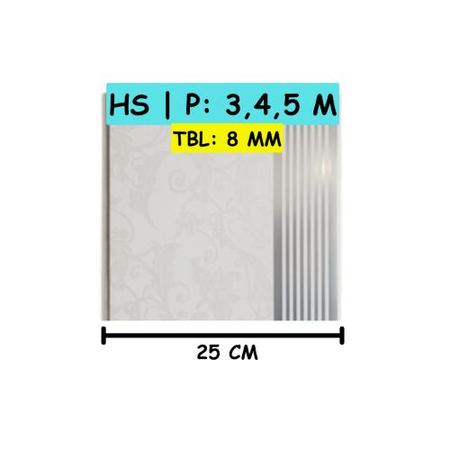 8 MM x 25 CM x 4 M / SHUNDA PLAFON PL.25.16 Plafon Gypsum GRC U PVC Hotstamping Lembar