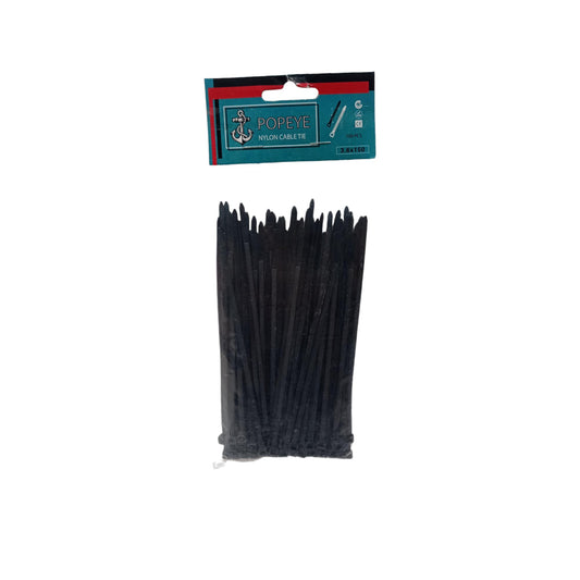 3.6 MM x 150 MM / POPEYE Kabel Cable Ties Tali Ripet 15 CM Hitam Pack