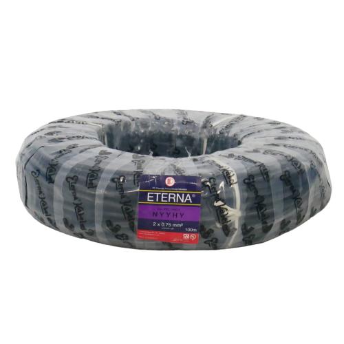 2 INTI x 0.75 MM x 50 M / ETERNA NYYHY Serabut Kabel Tembaga SNI Hitam Roll