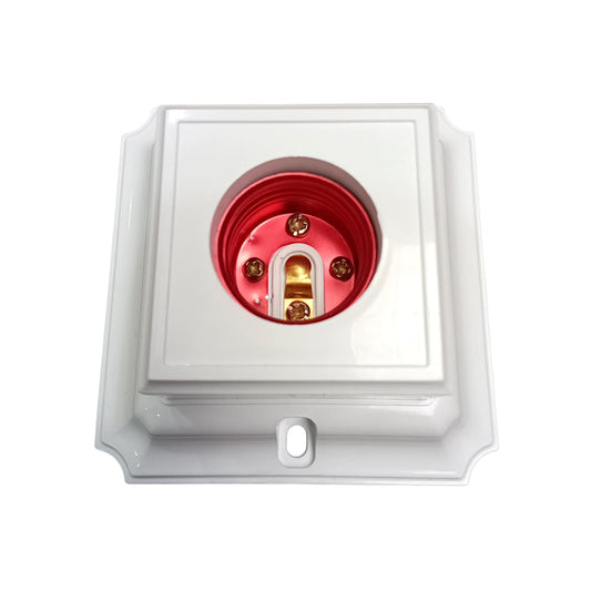 MIKOTEK Fitting Tempat Lampu Plafon Atap Tempel Kotak Besar Putih