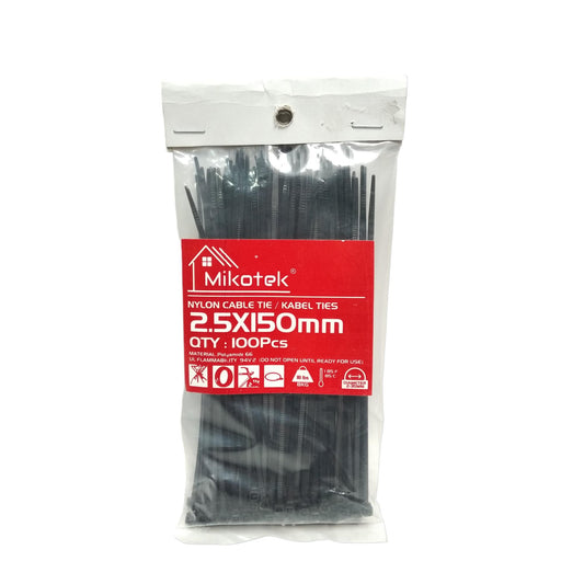 2.5 MM x 150 MM / MIKOTEK Kabel Cable Ties Tali Ripet 15 CM Hitam Pack