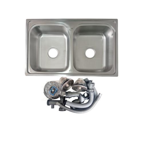 82 CM x 51 CM x 19 CM / GNET ARCHIC WO 8050 Bak Cuci Piring Washbak 2 Lubang + Acc Set