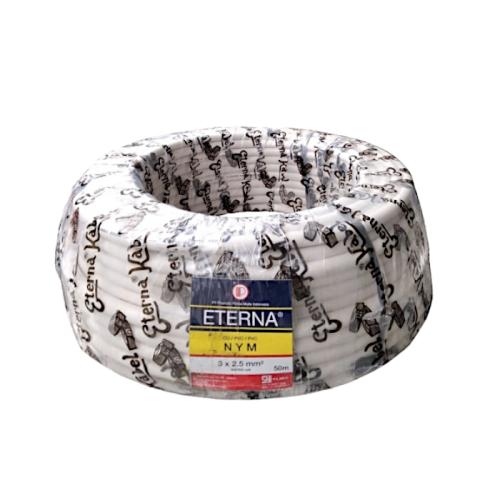 3 INTI x 2.5 MM x 50 M / ETERNA NYM Tunggal Kabel Tembaga SNI Putih Roll