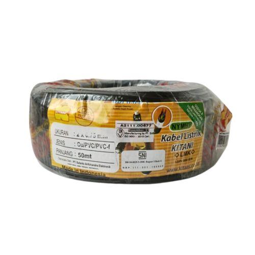 2 Inti x 0.75 MM x 50 M / KITANI NYMHY Serabut Kabel Tembaga SNI Hitam Roll