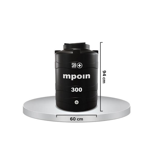 240 L / MPOIN + WAVE W300 Water Torrent Tangki Tandon Air PVC Hitam Set