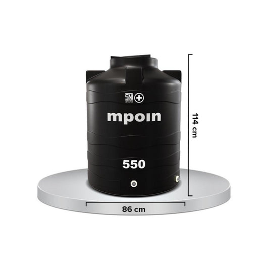 560 L / MPOIN + WAVE W550 Water Torrent Tangki Tandon Air PVC Hitam + Acc Set