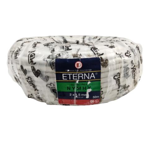 2 Inti x 1.5 MM x 50 M / ETERNA NYMHY Serabut Kabel Tembaga SNI Putih Roll