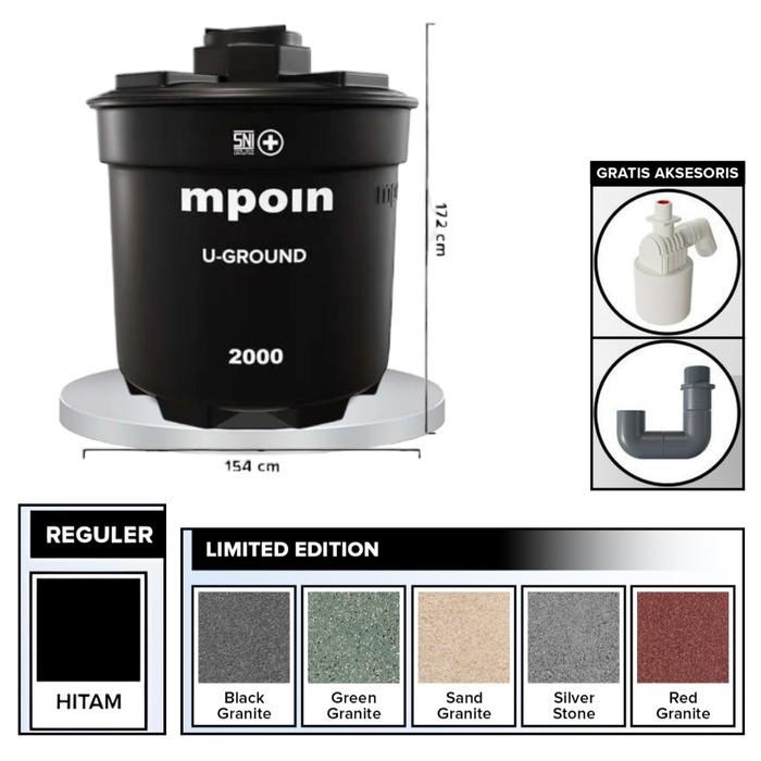 2000 L / MPOIN + UGROUNDUG2000 Water Torrent Tangki Tandon Air PVC Silver Stone + Acc Set